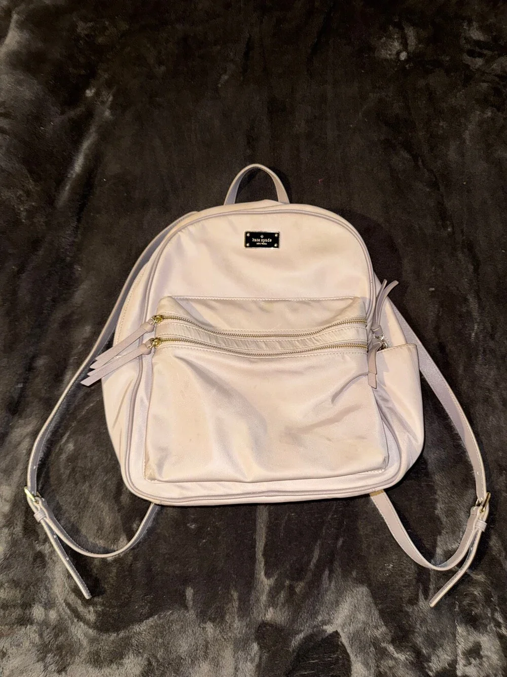 Kate Spade Light Beige Nylon Backpack Adjustable Strap